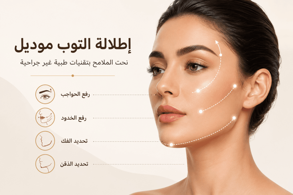 إطلالة التوب موديل ونحت الوجه غير الجراحي